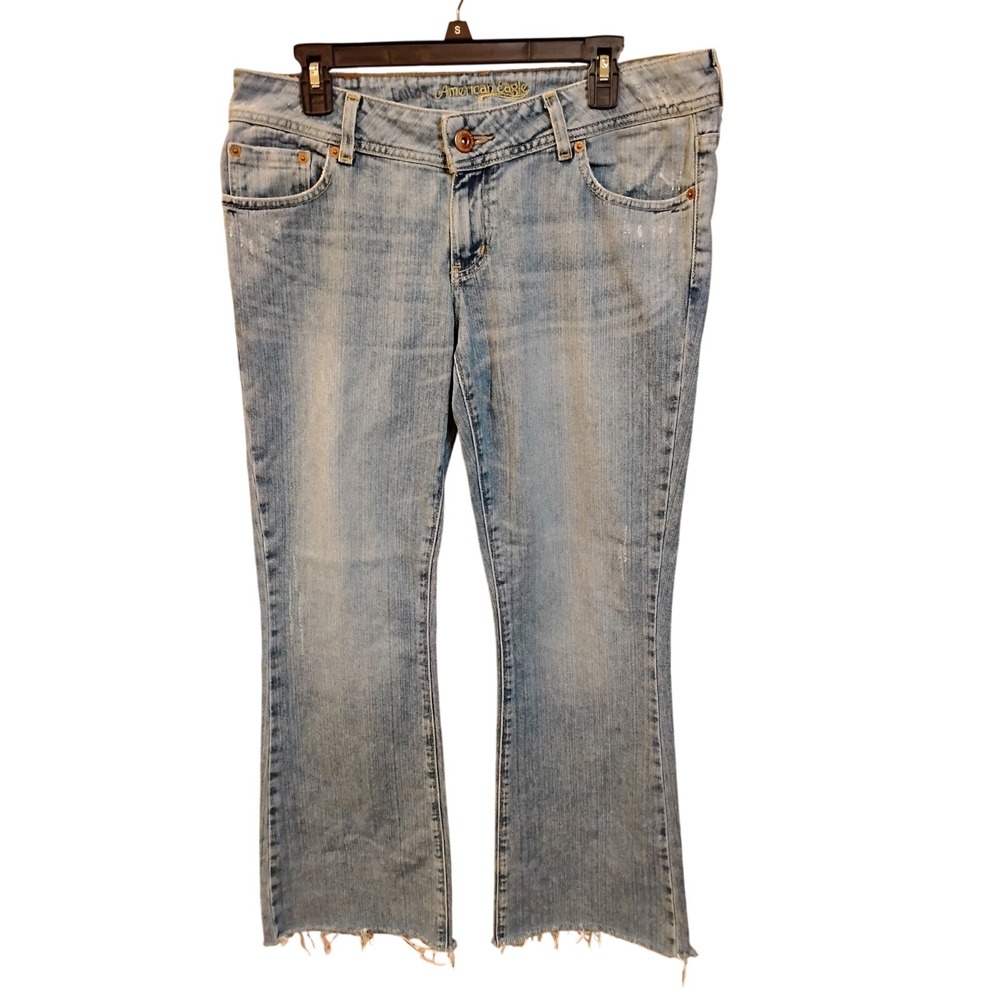 Vintage Y2K American Eagle Jeans Womens 12 Reg 100% cotton Light Was flare